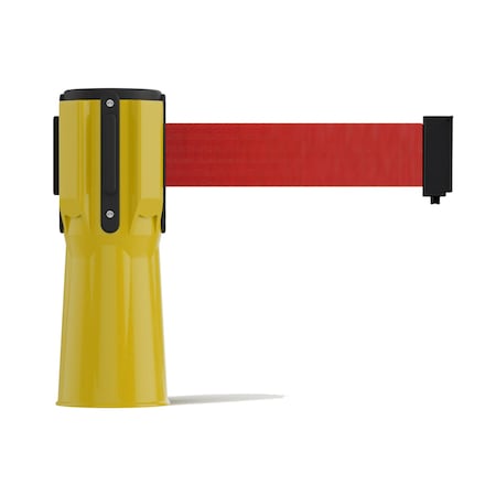 Retractable Belt Barrier Cone Mount Yellow Case 7.5ftRed Belt